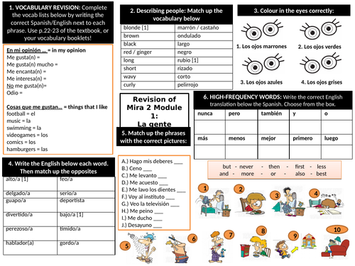 Mira 2 Module 1 Revision Worksheet (La gente)