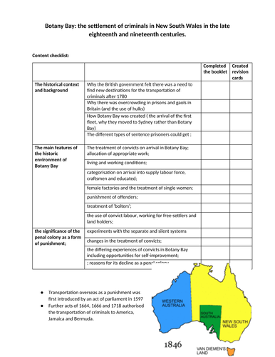 Botany Bay Revision Guide- WJEC Eduqas
