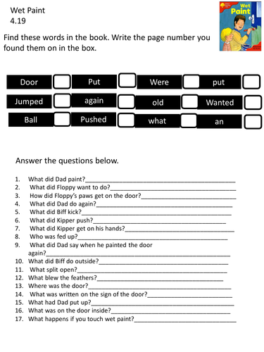 Wet paint oxford reading tree worksheet level 4