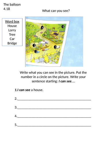 The balloon Oxford reading tree worksheet