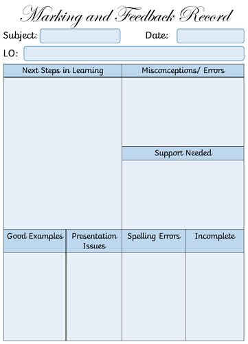 Marking And Feedback Record