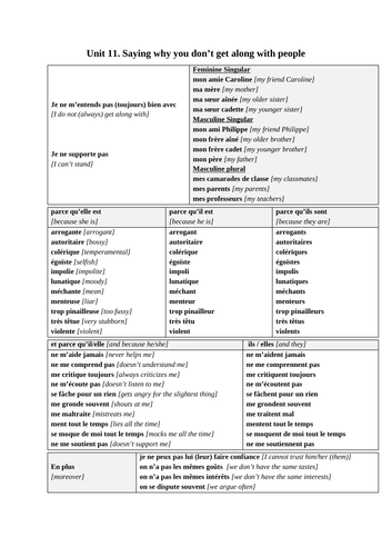 GCSE FRENCH REVISION - Why I don't get along with people