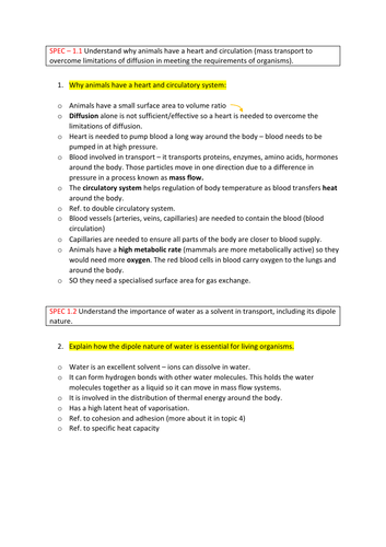 A LEVEL BIOLOGY EDEXCEL (A) - YEAR 1 A* NOTES (TOPIC 1-6)