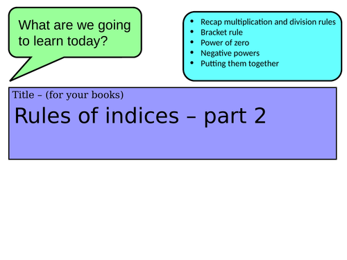 Rules of indices 2, power of a power, zero, negative, complete lesson