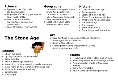 Stone Age Cross Curricular Plan