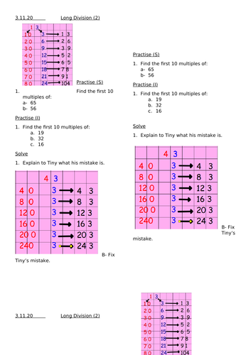 long division worksheets for year 6 teaching resources