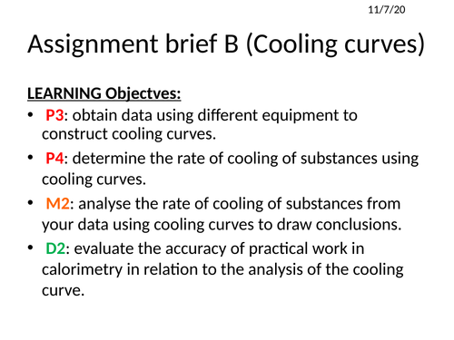 BTEC science Unit 2 Assignment B Cooling Curves