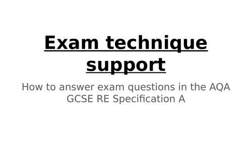 AQA RE Spec A Exam support and technique