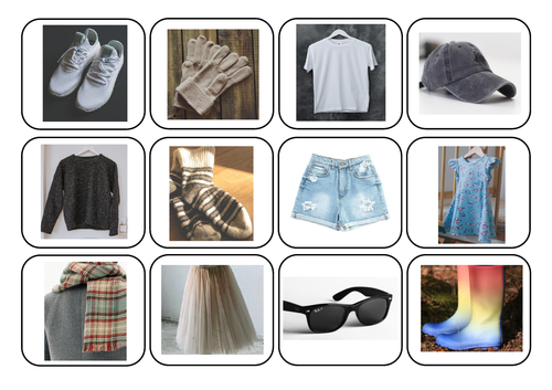 Clothes/clothing photos and words matching - Autism/ASC/SEN/English