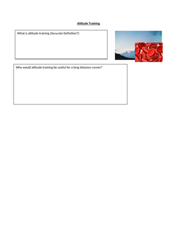 GCSE PE Altitude Training Worksheet