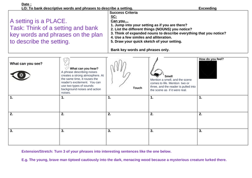 describing-a-setting-using-the-senses-1-week-planning-teaching-resources