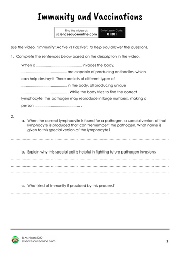 Immunity and Vaccinations [Virtual/Blended]