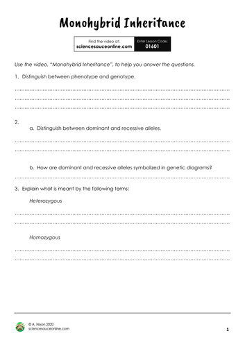 Monohybrid Inheritance [Virtual/Blended]