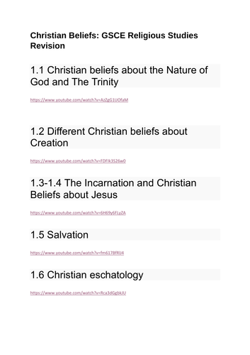 GCSE Religious Studies: Christian Beliefs  Revision Videos