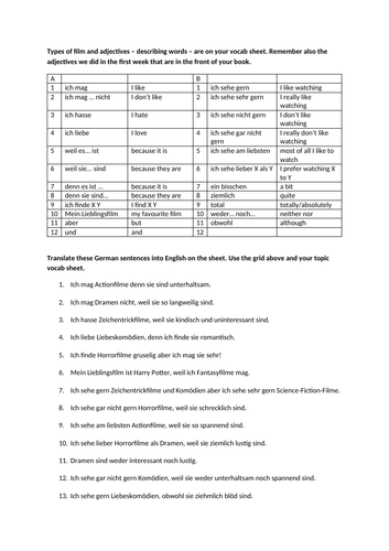 Film opinions translation task