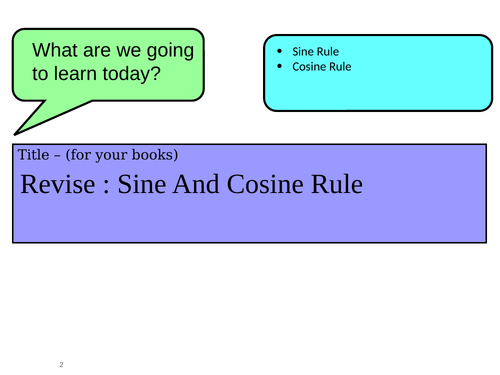 Sine and cosine rule Revision