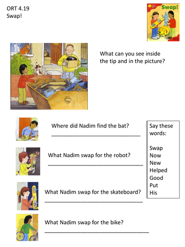 OXFORD READING TREE  SWAP LEVEL 4 WORKSHEET