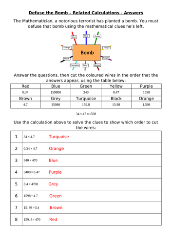 Defuse The Bomb - Related Calculations