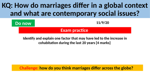 GCSE Sociology Families - L10. Marriages in a Global Context