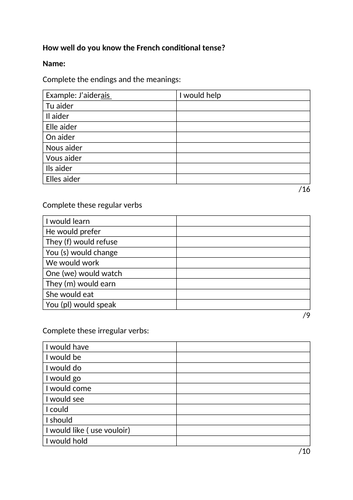 Conditional tense test (topic: volunteering)