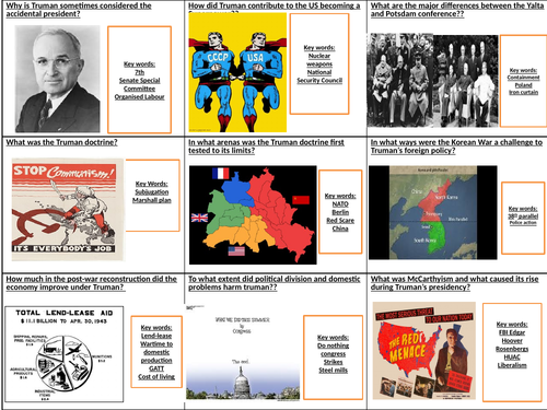AQA A-level History 2R The Cold war c.1945-1991 student fill in flashcards