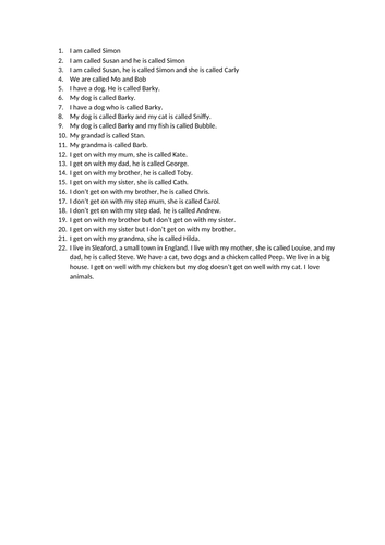 Talking about my family French speaking