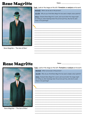 Year 8 Rene Magritte Starter Sheet