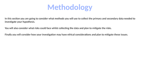 Edexcel A'Level NEA Step-by-step guide to methodology