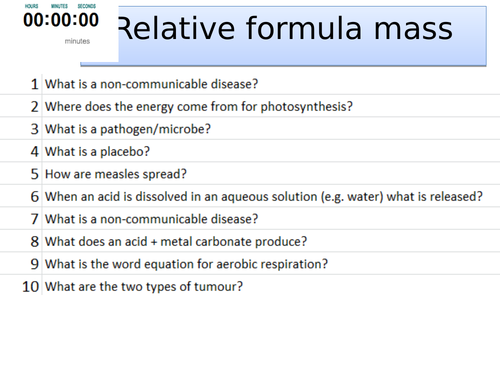 Topic 3 Relative formula mass AQA trilogy