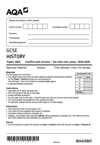 AQA Conflict and Tension 1919-39 Practice Questions