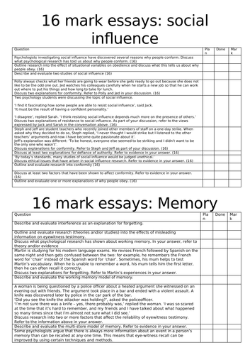 how to write a 16 mark psychology essay