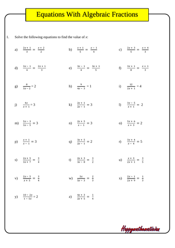 algebraic fractions problem solving tes