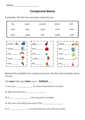 Compound Nouns Printable