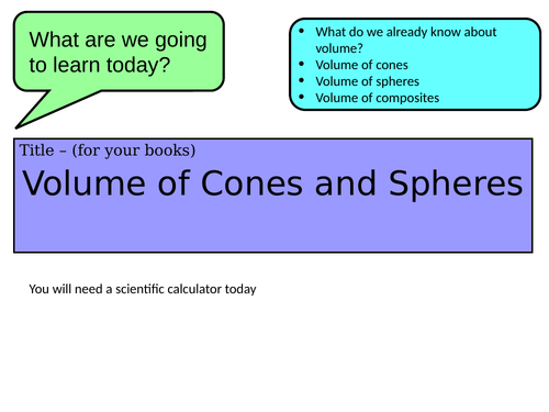 volume of cones and spheres lesson
