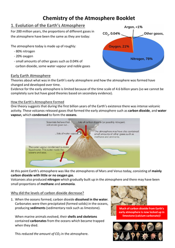 AQA GCSE Chemistry Topic 9: Chemistry of the Atmosphere Booklet of Notes (Combined and Triple)