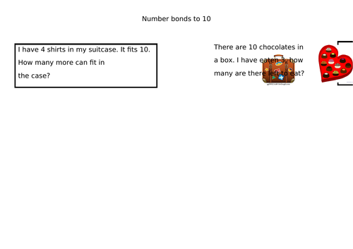 Number Bonds 10 and 20 Word Problems