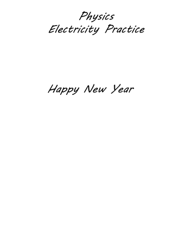 Electricity Revision Paper with Marksheme