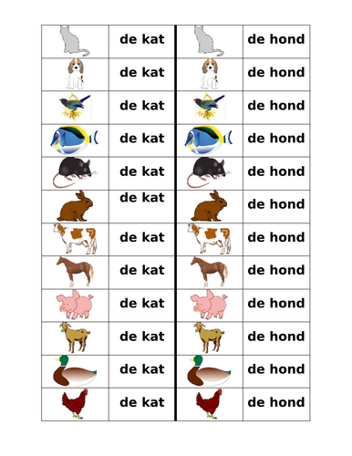 Dieren (Animals in Dutch) Dominoes