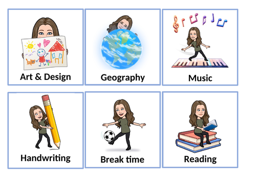 Visual Timetable - Editable (subject bitmoji cards)