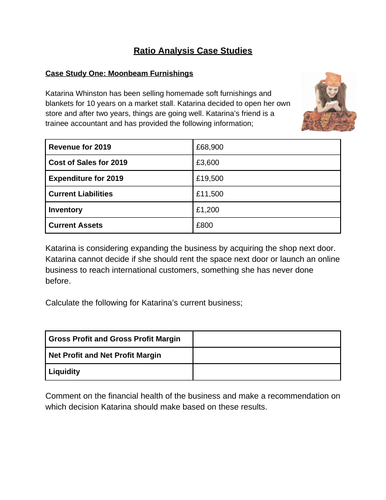 Ratio Analysis Case Studies (Worksheet)