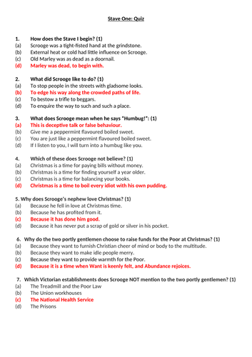 A Christmas Carol Quiz - Stave 1