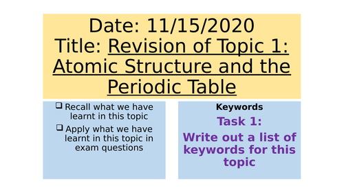 AQA C1 Revision Lesson