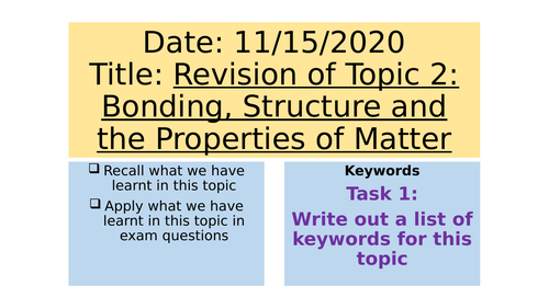 AQA C2 Revision Lesson