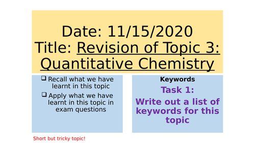 AQA C3 Revision Lesson (Foundation)