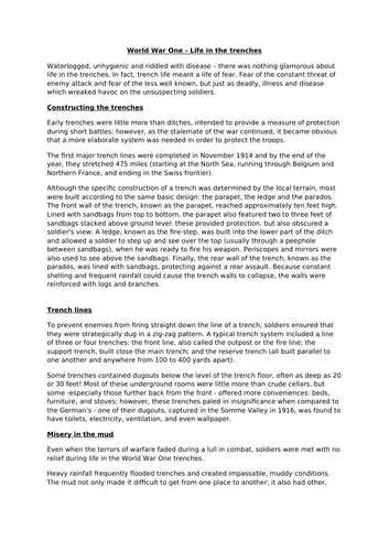 Trenches WW1 - Non chron