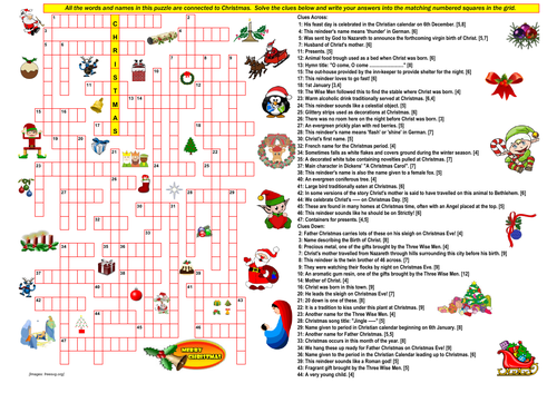 CHRISTMAS CROSSWORD Teaching Resources