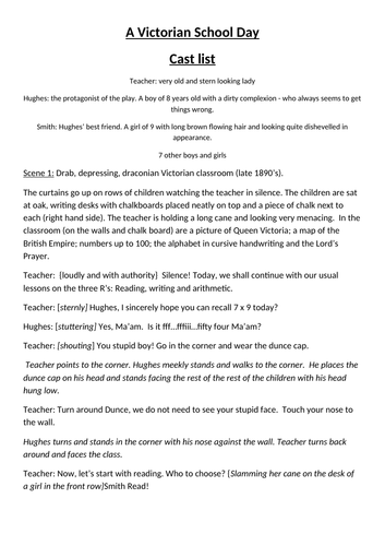 UPKS2 Victorian classroom playscript