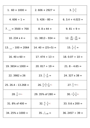 Alternative Questions for 2017 Math SATs (KS2)