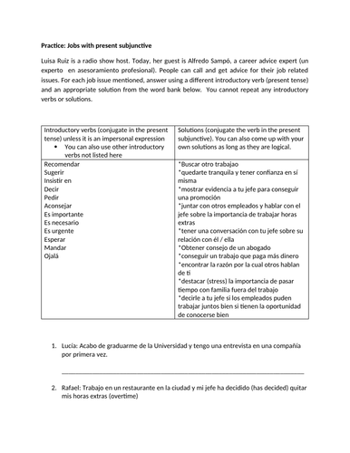Jobs with present subjunctive