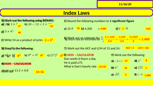 Algebraic Index Laws